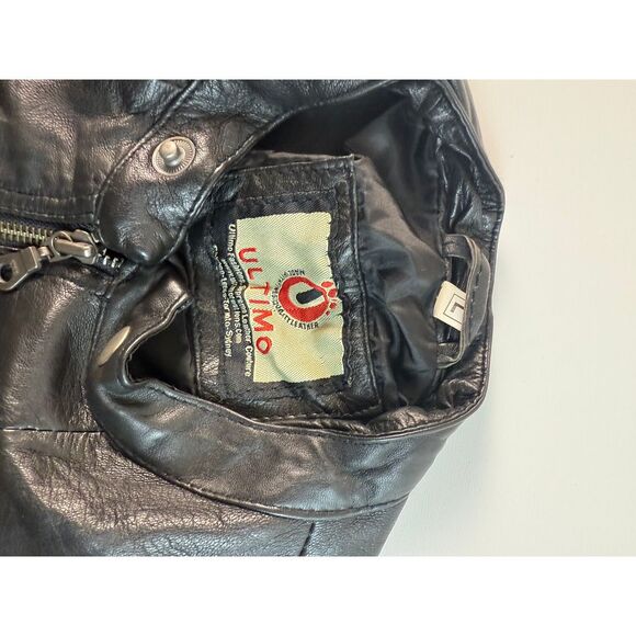 Ultimo Black Leather Bomber Jacket Classic Motorcycle Style - Picture 2 of 6